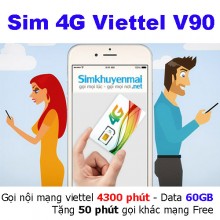 Sim 4G Viettel V90 60GB gọi 4300 phút miễn phí
