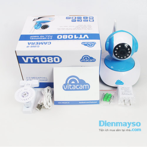Camera Ip Vitacam VT1080 Wifi 1080P 2.0Mpx Full HD Xoay 355 độ đàm thoại 2 chiều