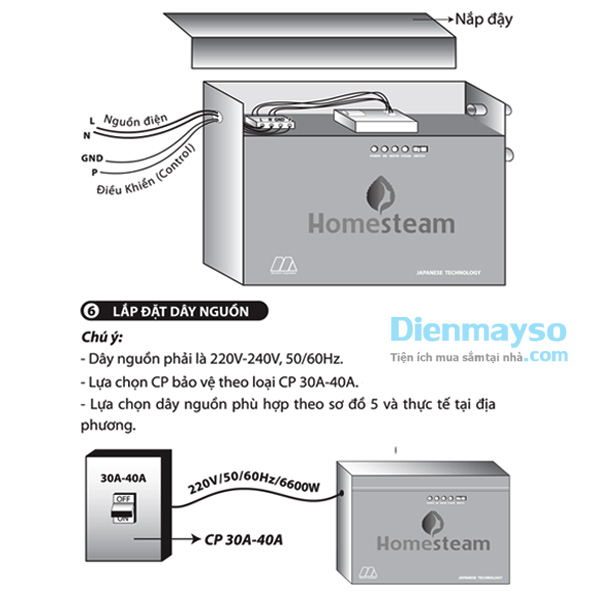 Lắp đặt nguồn Máy xông hơi gia đình MA780HS